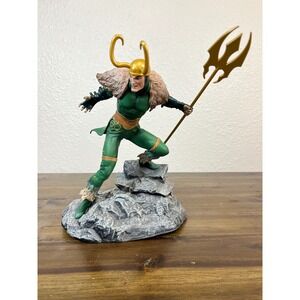 Marvel Loki God of Mischief Statue Figure with Trident‎ on Rock Base